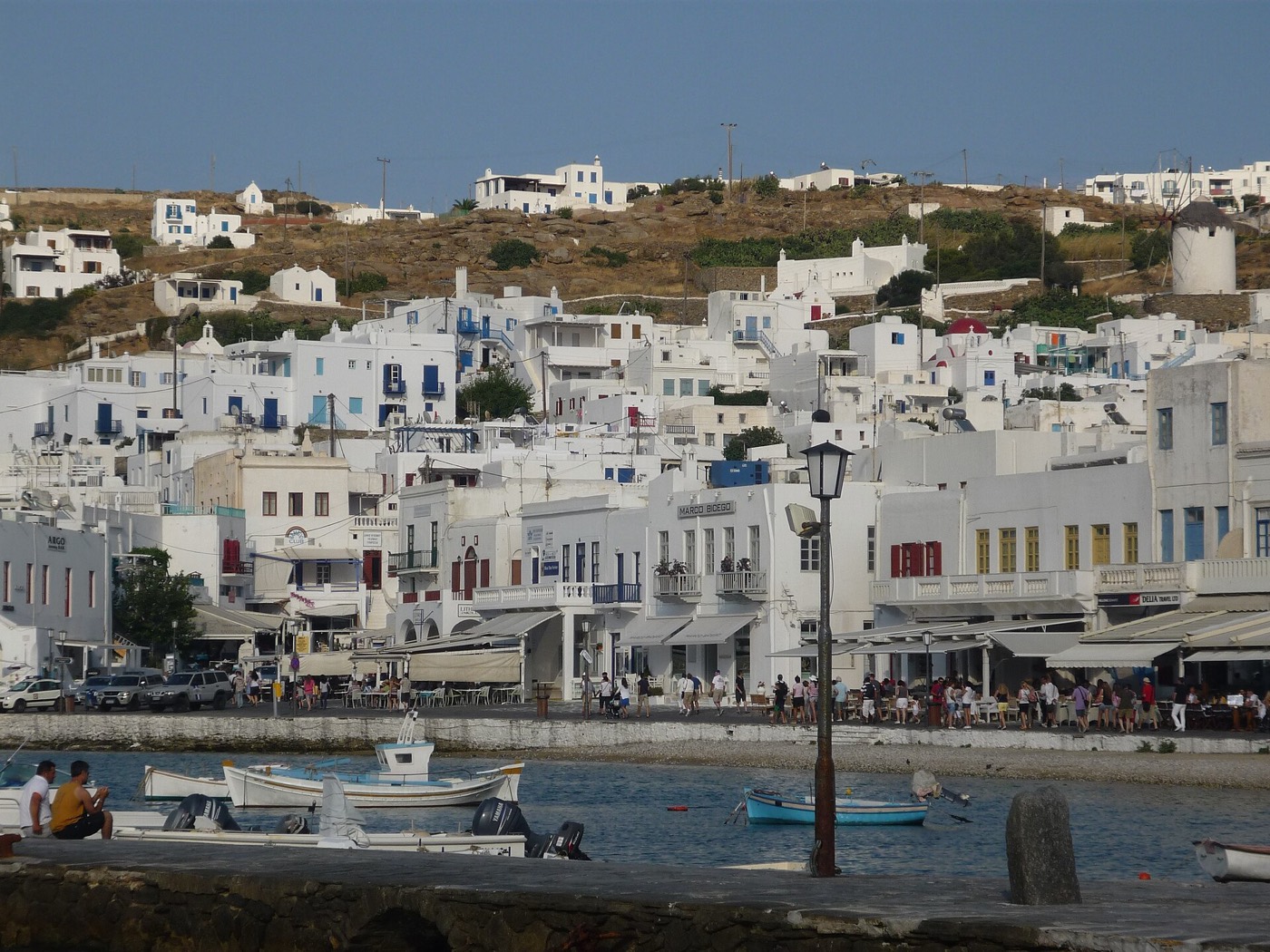 Foto real de referência turística de Mykonos, Grécia