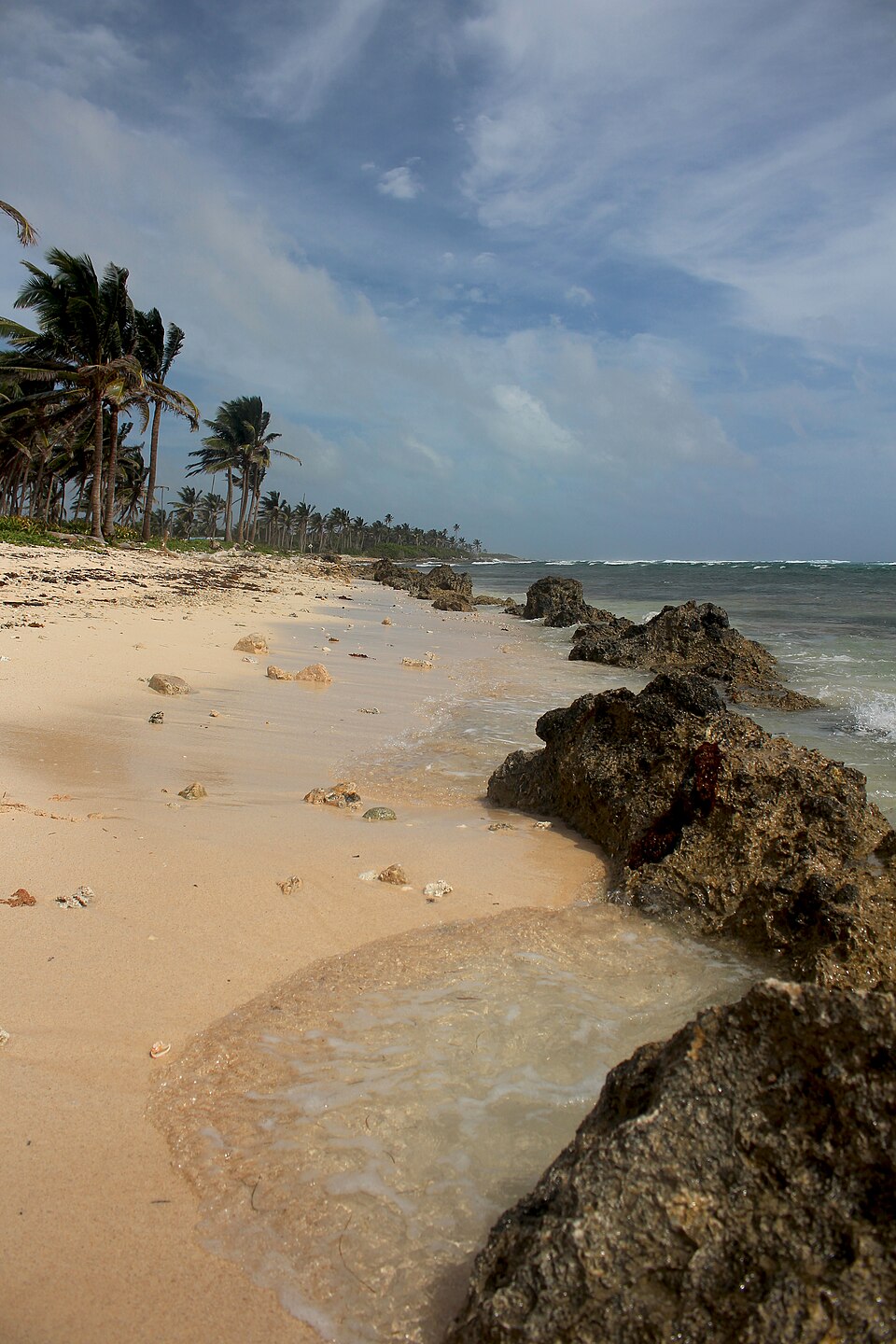 Praia caribenha com mar turquesa